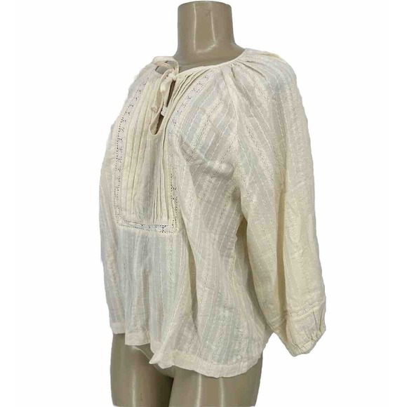 Marine Layer Women’s Small Dakota Peasant Blouse in Ivory Embroidered Boho C04 - Picture 3 of 9